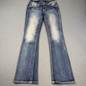 Miss Me Womens Jeans 25 Boot Cut Embellished TRIBAL COWBOY THICK STITCH